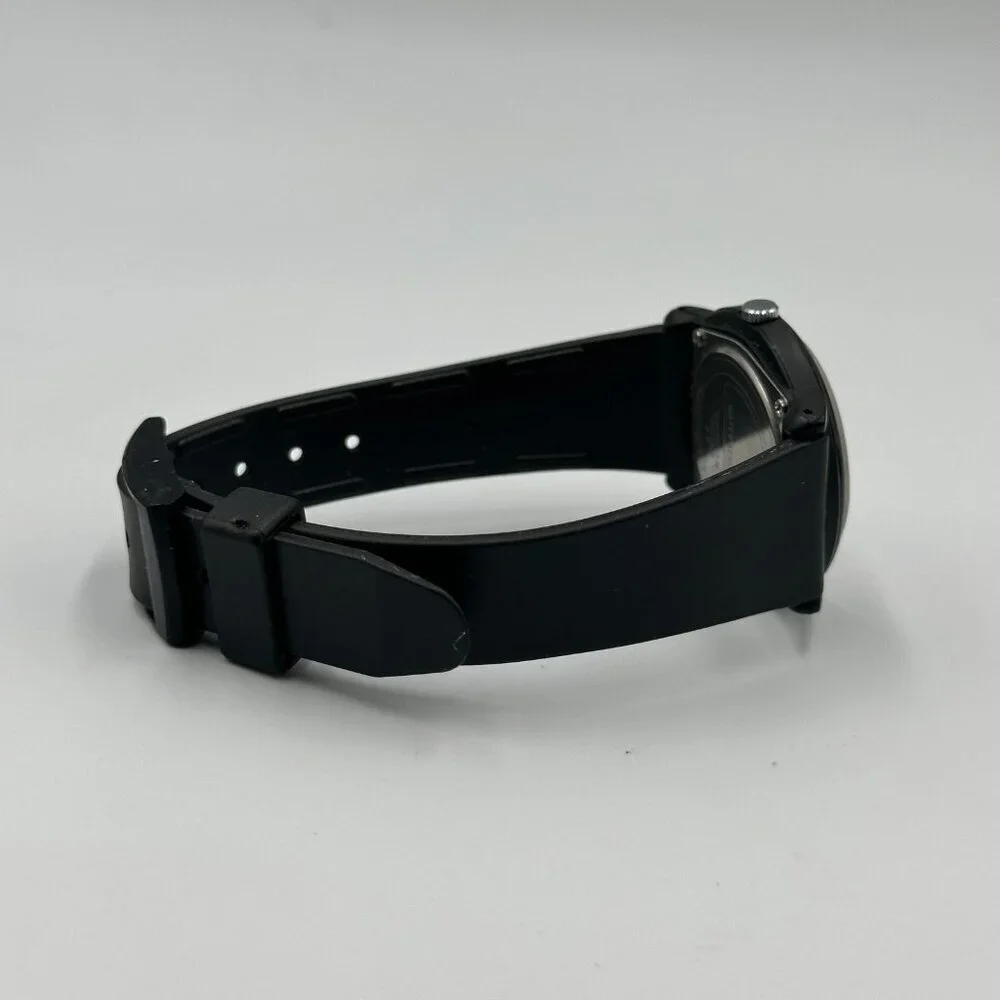 3/$30 Quantum Watch Women Black Red Round White Dial Resin Buckle Band